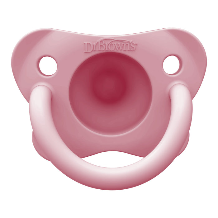 Dr Brown's One Piece Silicone Soother 2 Pack - Pink & Green