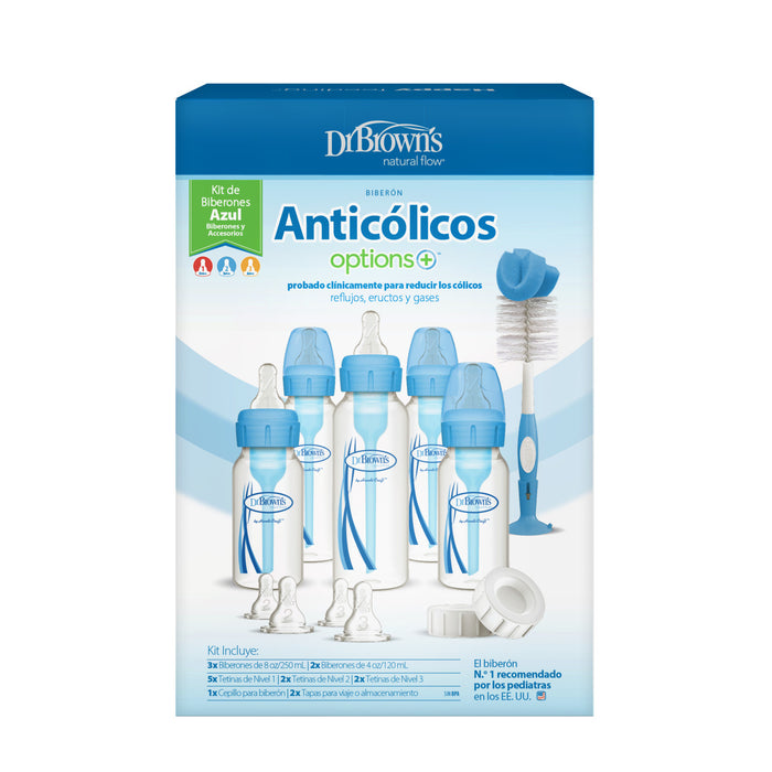 Dr Brown's Anti-Colic Options+ Narrow Neck Blue Baby Bottle Gift Set