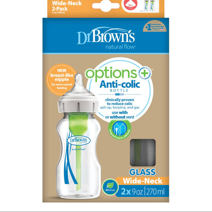 Dr Brown's Options+ Anti-Colic 270ml Glass Twin Pack