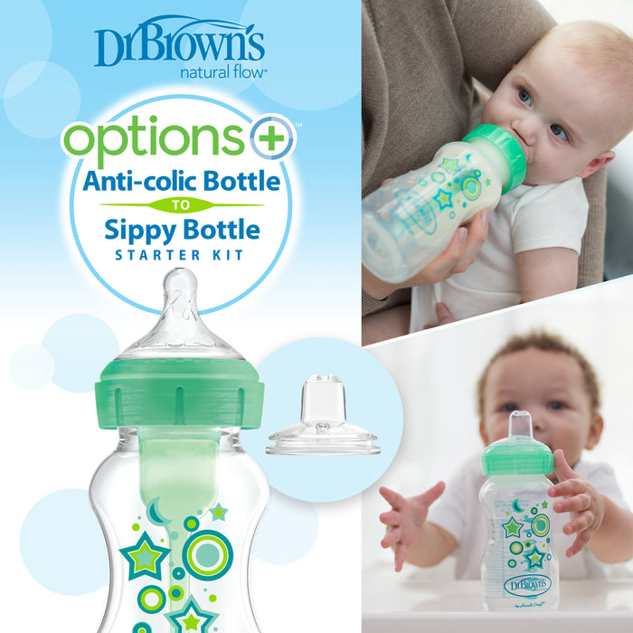Dr. Brown's 270ml Wide-Neck Transition Bottle - Green Stars
