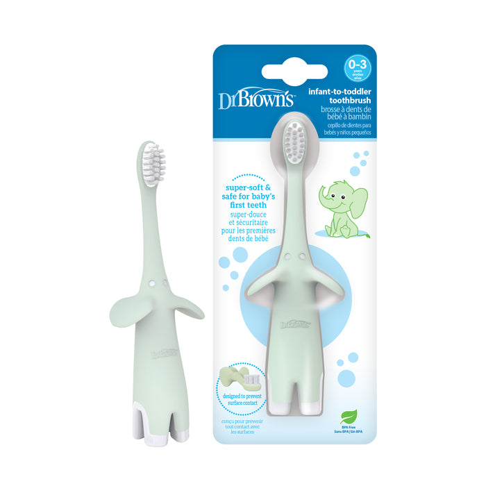 Dr Brown's Infant-to-Toddler Toothbrush, Mint Elephant, 1-Pack