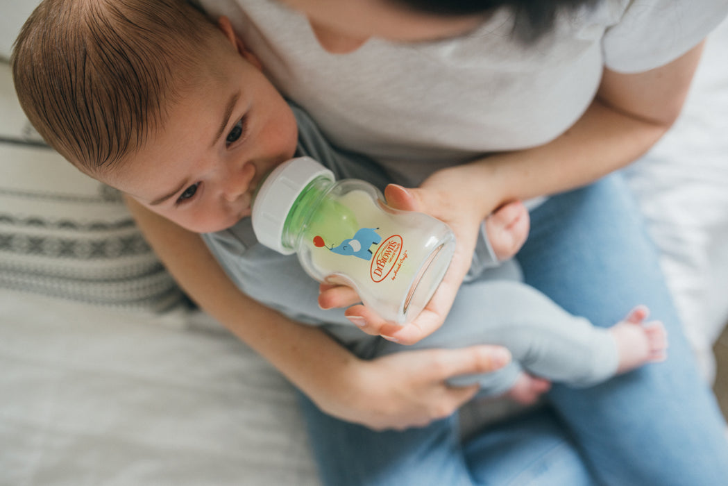 Dr. Brown’s Natural Flow® Anti-Colic Options+™ Wide-Neck Glass Baby Bottle - Elephant 150ml