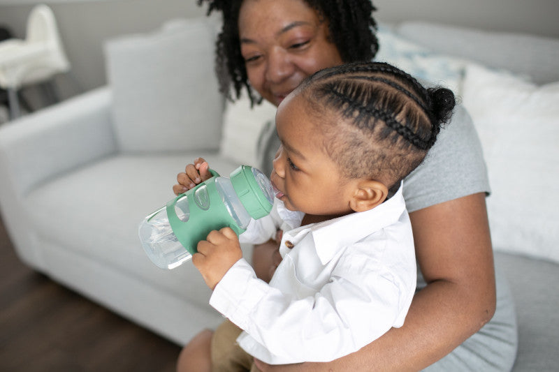 Dr Brown's Milestones 270 ml  Wide-Neck Sippy Bottle with Silicone Handles Khaki Green