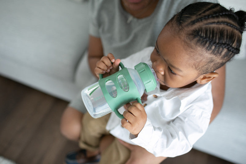 Dr Brown's Milestones 270 ml  Wide-Neck Sippy Bottle with Silicone Handles Khaki Green