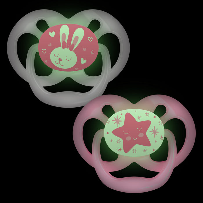 Dr Brown's Advantage Glow in the Dark Soother 6-18 Month - Pink