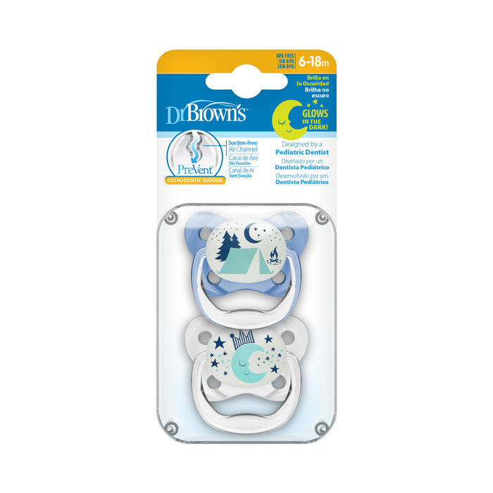 PreVent Glow In The Dark Butterfly Soothers Blue Camp / Moon 6-18 Months