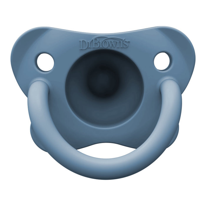 Dr Brown's One Piece Silicone Soother 2 Pack - Blue & Green