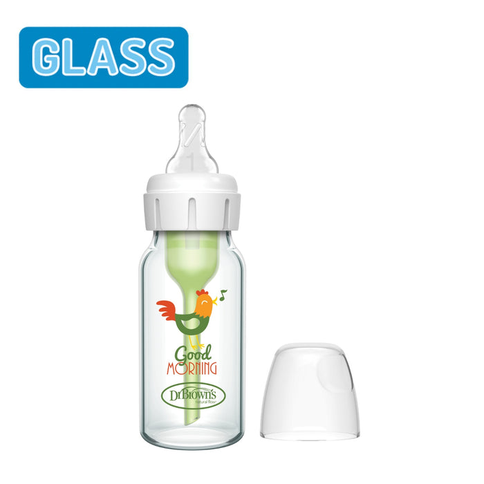 Dr Brown's Options+ Narrow Neck 120ml Single Glass Bottle with Rooster Design