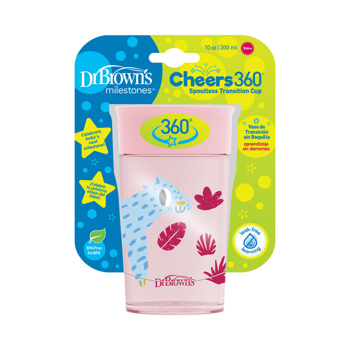 Dr Brown's Milestones Cheers360 Cup, 10oz/300ml, Pink