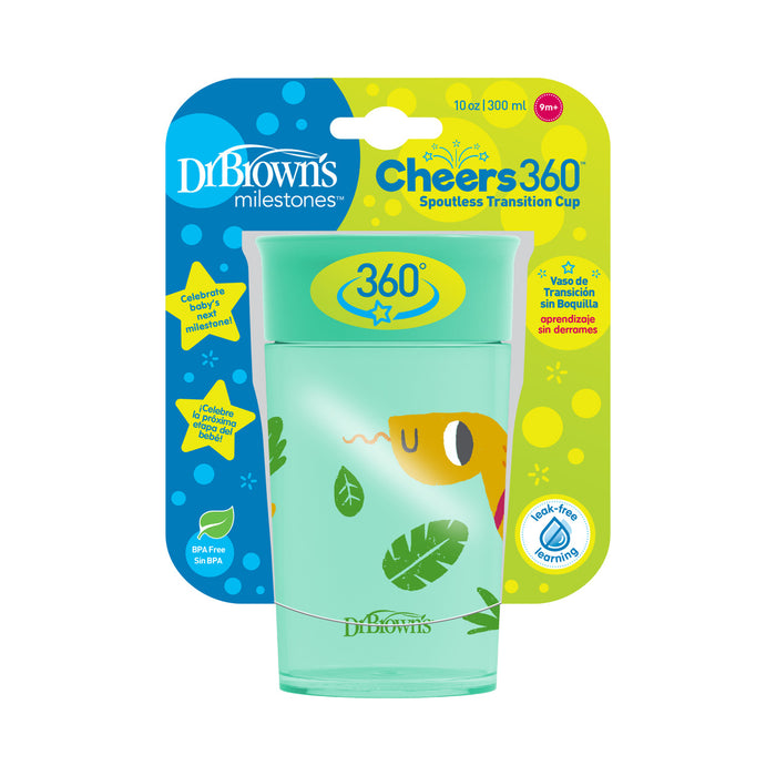 Dr Brown's Milestones Cheers360 Cup, 10oz/300ml,  Green