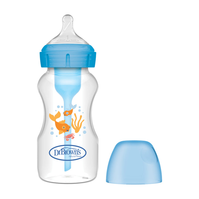 Dr Brown's Blue Goldfish Natural Flow® Anti-Colic Options+™ Wide-Neck Baby Bottle