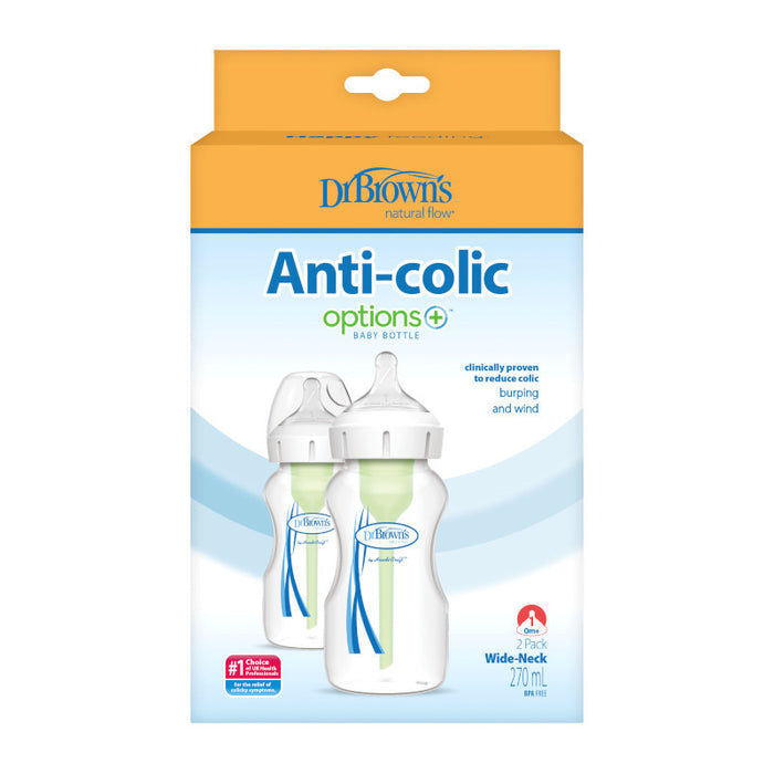 Dr Brown's Options+ Anti-Colic Baby Bottle 270ml Twin Pack