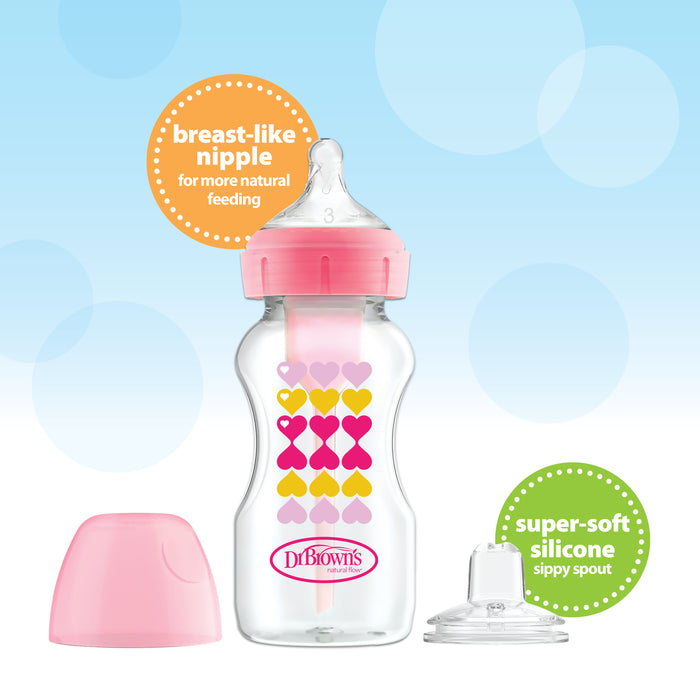 Dr. Brown's 270ml Wide-Neck Transition Bottle - Pink