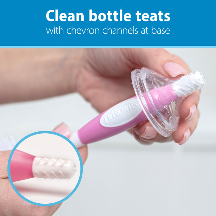 Dr Brown's Natural Flow Bottle and Teat Brush - Pink